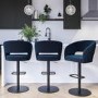 Blue Velvet Adjustable Swivel Bar Stool with Back - Runa
