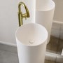 Matt White Round Stone Resin Freestanding Cylinder Pedestal Basin with Waste 400mm - Ruby