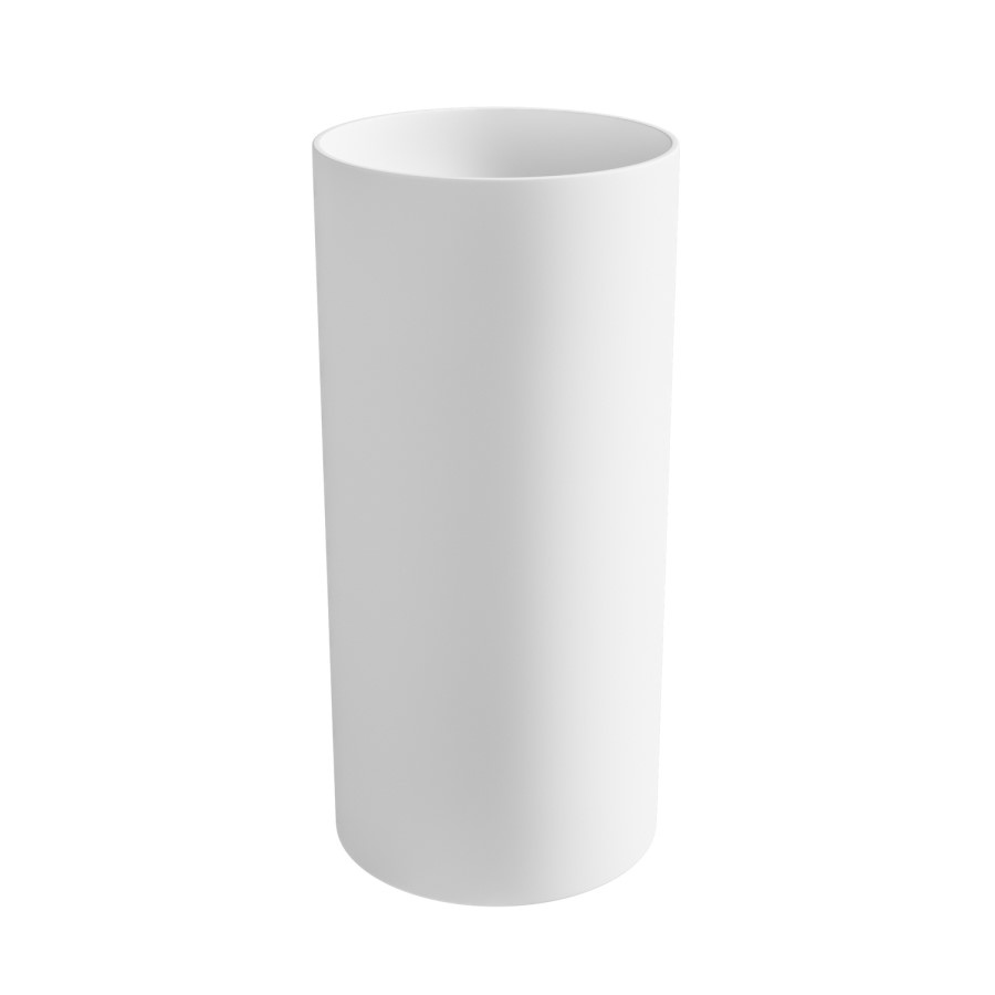 Matt White Round Stone Resin Freestanding Cylinder Pedestal Basin with Waste 400mm - Ruby