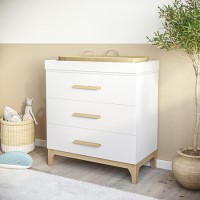 White and Wood Baby Changing Table with Drawers - Rue White and Wood Baby Changing Table with Drawers - Rue