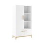 Nursery Wardrobe with Shelves in White and Wood - Rue