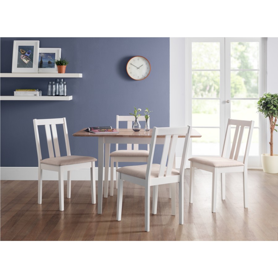 GRADE A1 - Julian Bowen Rufford Extendable Farmhouse Dining Table - Ivory with Wood Top