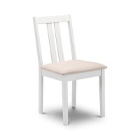 Julian Bowen White Wooden Dining Chair with Faux Suede Seat