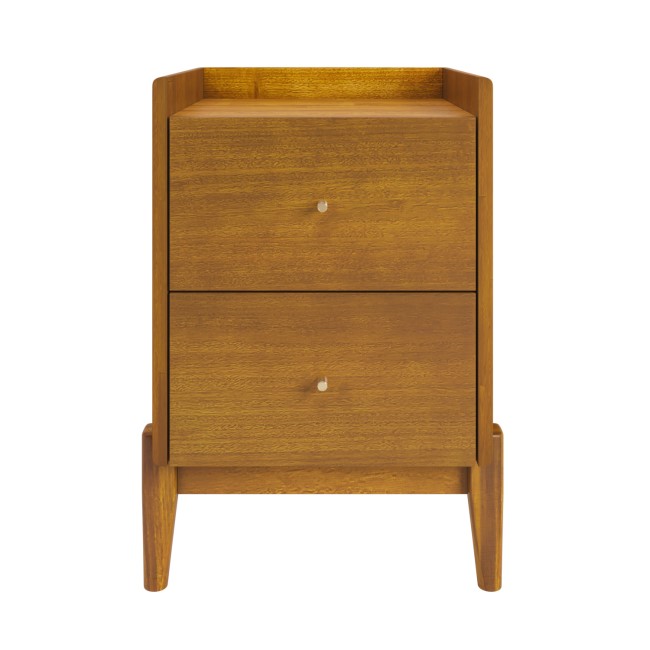 Wooden Mid-Century 2-Drawer Bedside Table - Rumi