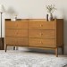 Wide Wooden Mid-Century Chest of 6 Drawers - Rumi