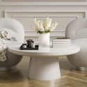 RUMWHICOF White Round Coffee Table - Rumi