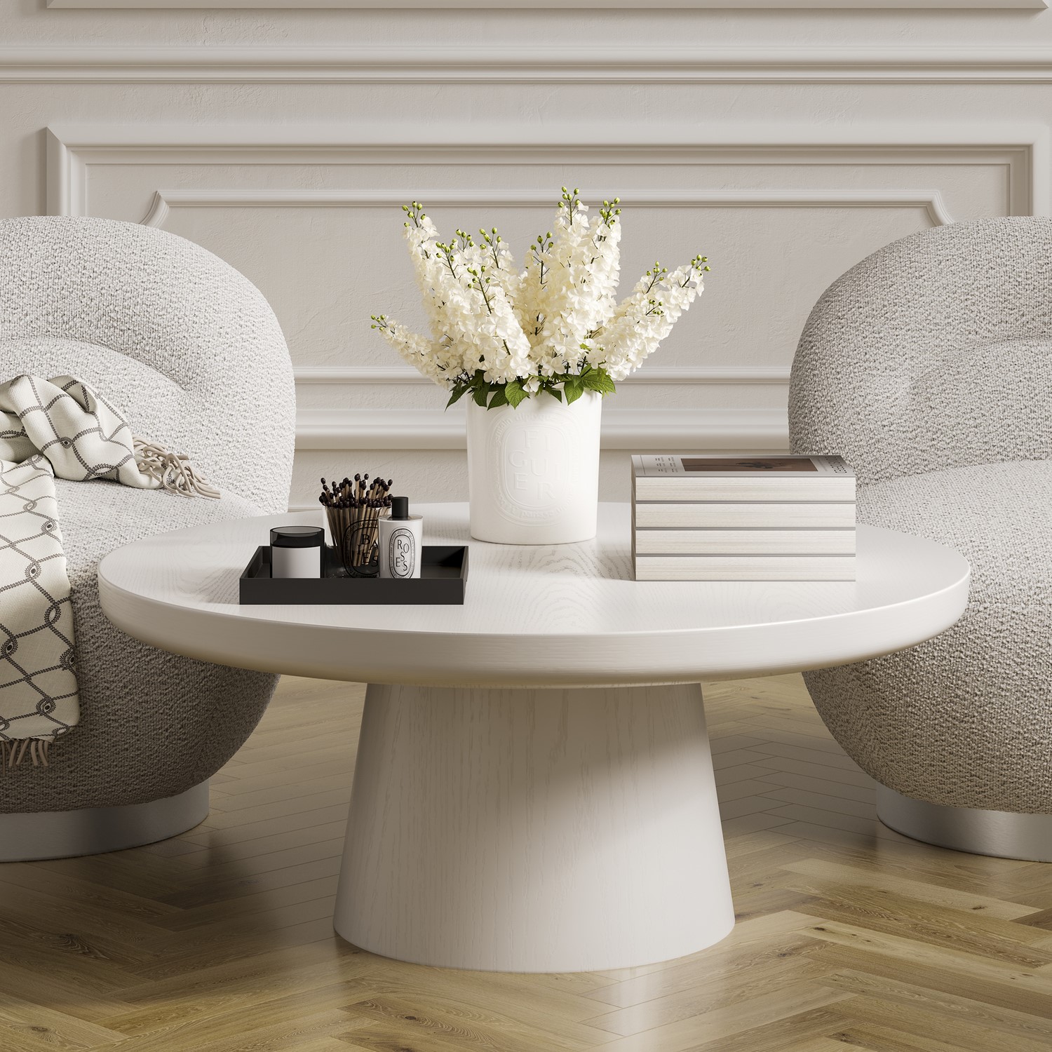 White Round Coffee Table - Rumi - Furniture123