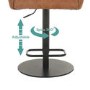 GRADE A2 - Curved Tan Faux Leather Adjustable Bar Stool with Back - Runa