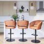ALMOST PERFECT - Curved Tan Faux Leather Adjustable Swivel Bar Stool with Back - Runa