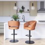 ALMOST PERFECT - Curved Tan Faux Leather Adjustable Swivel Bar Stool with Back - Runa