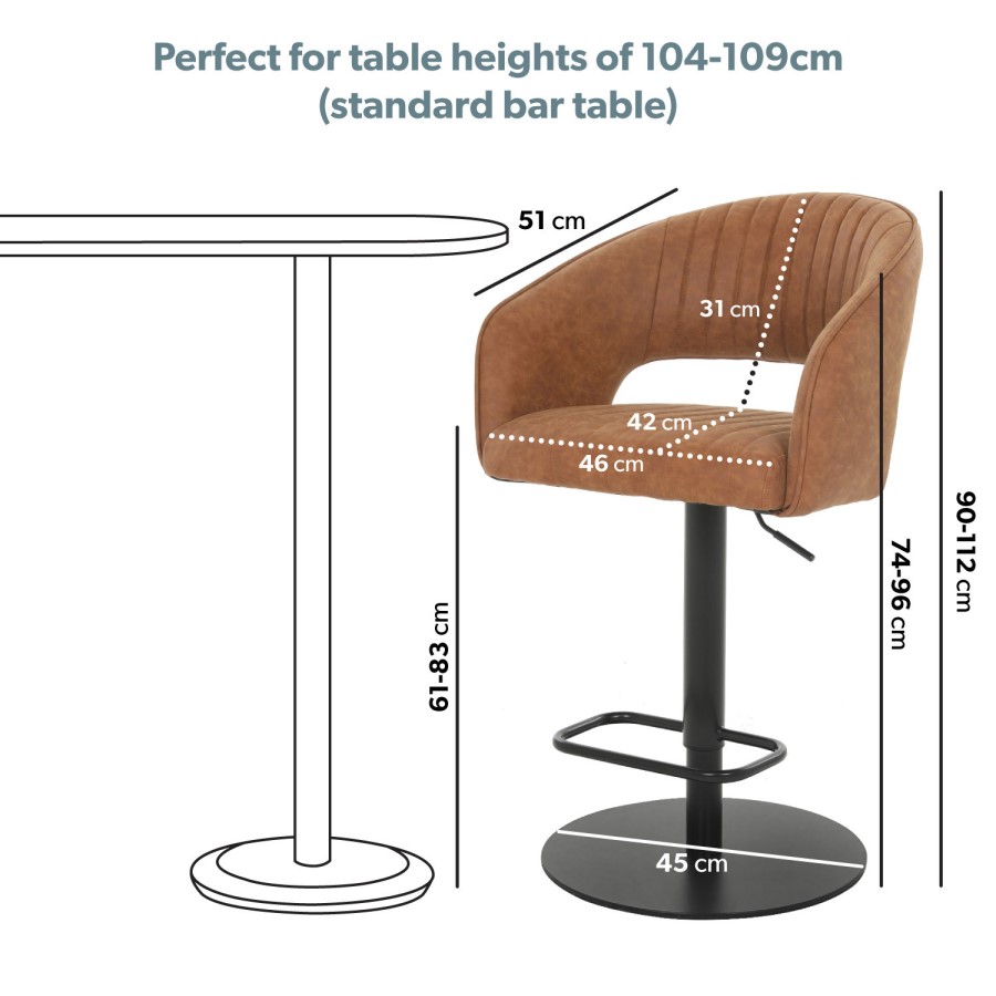 ALMOST PERFECT - Curved Tan Faux Leather Adjustable Swivel Bar Stool with Back - Runa