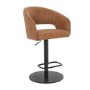 ALMOST PERFECT - Curved Tan Faux Leather Adjustable Swivel Bar Stool with Back - Runa