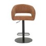 GRADE A2 - Curved Tan Faux Leather Adjustable Swivel Bar Stool with Back - Runa