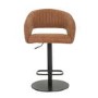 ALMOST PERFECT - Curved Tan Faux Leather Adjustable Swivel Bar Stool with Back - Runa