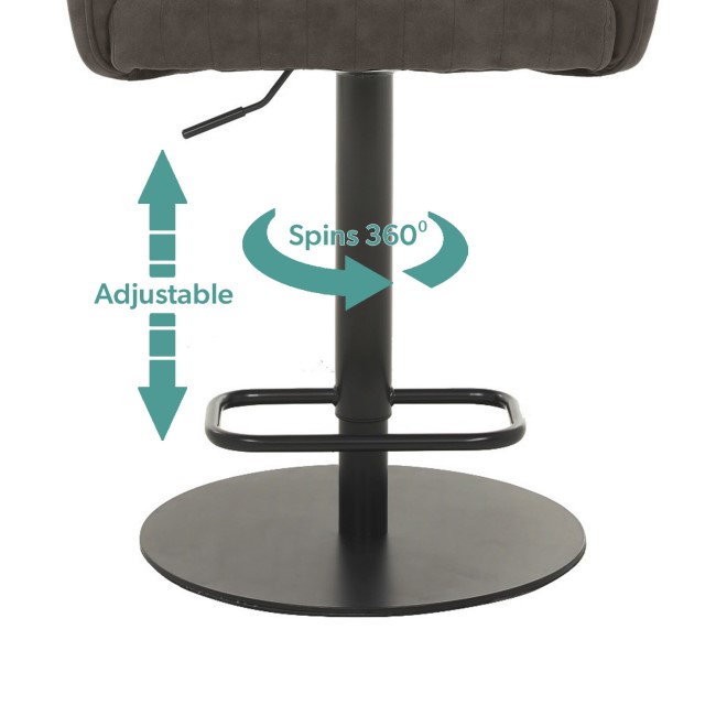 ALMOST PERFECT - Dove Grey Faux Leather Adjustable Swivel Bar Stool with Back - Runa