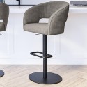 RUN002 Dove Grey Faux Leather Adjustable Swivel Bar Stool with Back - Runa