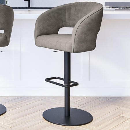 Dove Grey Faux Leather Adjustable Swivel Bar Stool with Back - Runa ...