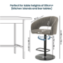 Dove Grey Faux Leather Adjustable Swivel Bar Stool with Back - Runa