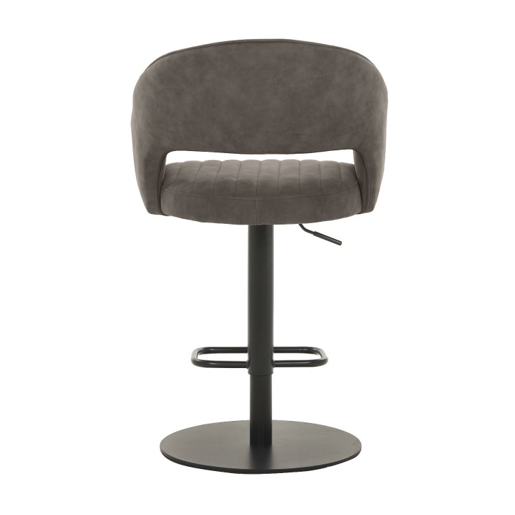 Dove Grey Faux Leather Adjustable Swivel Bar Stool with Back - Runa