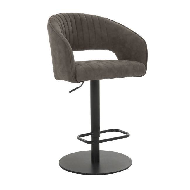 ALMOST PERFECT - Dove Grey Faux Leather Adjustable Swivel Bar Stool with Back - Runa