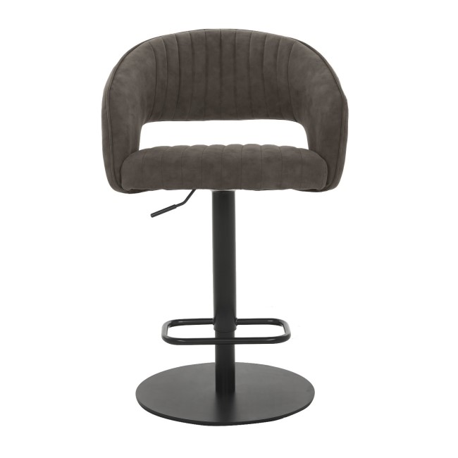 ALMOST PERFECT - Dove Grey Faux Leather Adjustable Swivel Bar Stool with Back - Runa