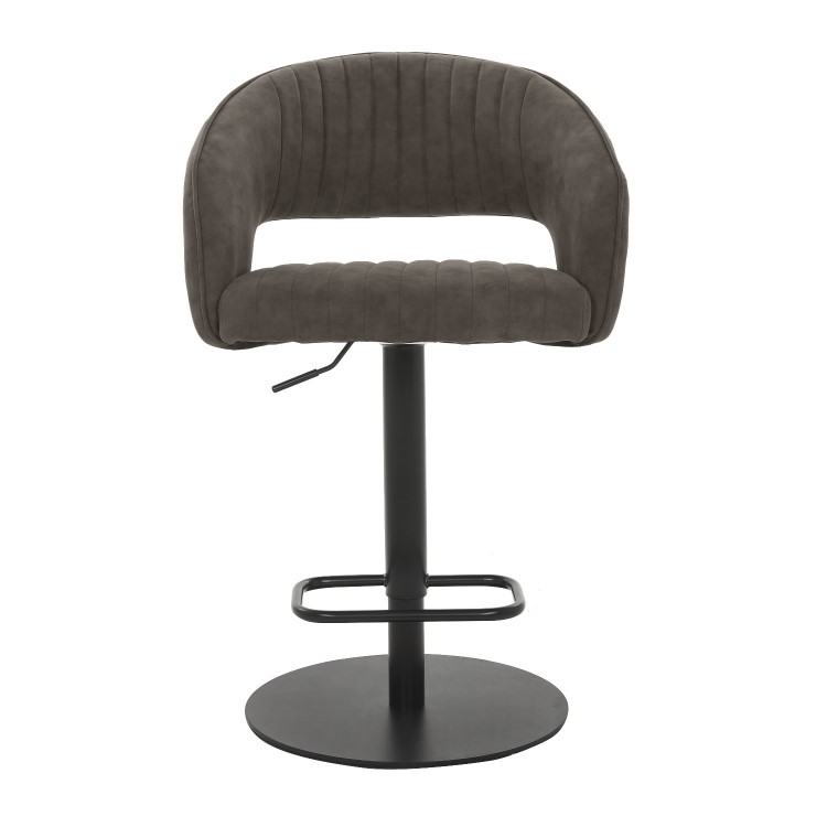 Dove Grey Faux Leather Adjustable Swivel Bar Stool with Back - Runa