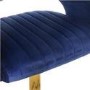 GRADE A2 - Navy Blue Velvet Adjustable Swivel Bar Stool with Curved Back - Runa
