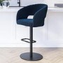 GRADE A2 - Navy Blue Velvet Adjustable Swivel Bar Stool with Back - Runa