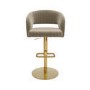 GRADE A2 - Curved Mink Matt Velvet Adjustable Swivel Bar Stool with Gold Base - Runa
