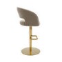 GRADE A2 - Curved Mink Matt Velvet Adjustable Swivel Bar Stool with Gold Base - Runa