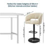ALMOST PERFECT - Curved Beige Fabric Adjustable Swivel Bar Stool with Black Base - Runa
