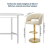 ALMOST PERFECT - Curved Beige Fabric Adjustable Swivel Bar Stool with Gold Base - Runa