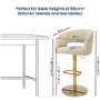 Curved Beige Upholstered Adjustable Swivel Bar Stool with Gold Base - Runa