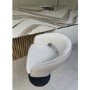 Curved Beige Boucle Adjustable Swivel Barstool with Black Metal Base - Runa