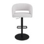 ONLY OPENED - Runa Curved Beige Boucle Adjustable Swivel Barstool with Black Metal Base