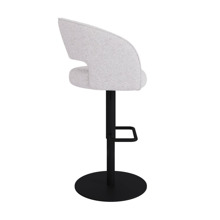 Curved Beige Boucle Adjustable Swivel Barstool with Black Metal Base - Runa