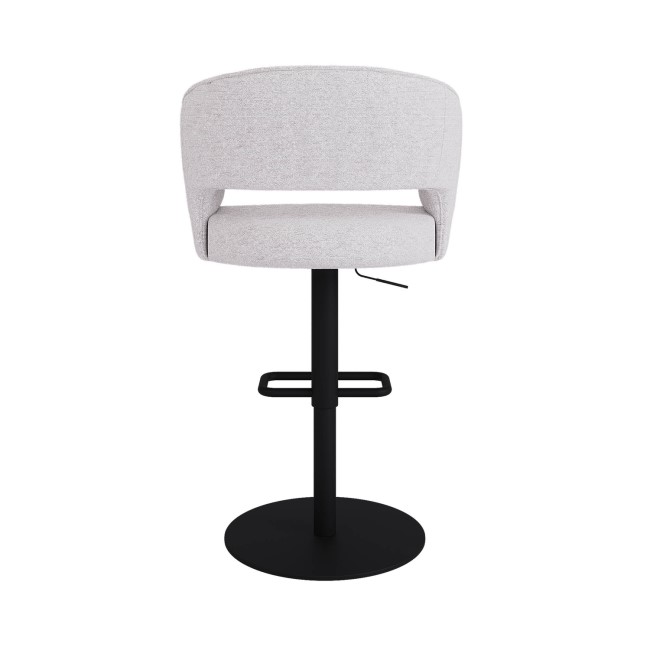 ALMOST PERFECT - Curved Beige Boucle Adjustable Swivel Barstool with Black Metal Base - Runa