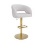 Curved Beige Boucle Adjustable Swivel Barstool with Gold Base - Runa