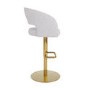 Set of 2 Curved Beige Boucle Adjustable Swivel Barstool with Gold Base - Runa