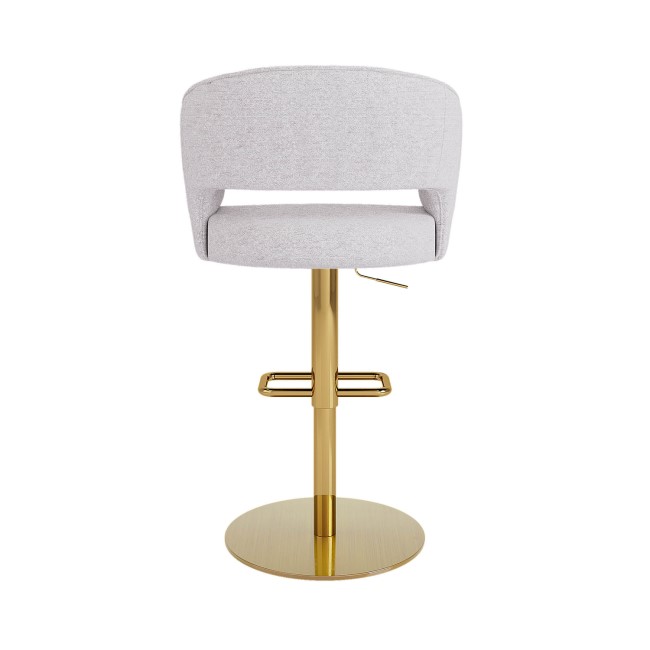 Set of 2 Curved Beige Boucle Adjustable Swivel Barstools with Gold Base - Runa