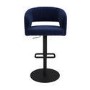 Curved Navy Blue Fabric Adjustable Swivel Barstool with Black Base - Runa