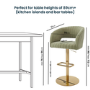 Curved Sage Green Velvet Adjustable Swivel Bar Stool with Gold Metal Base - Runa