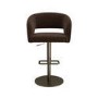 Set of 2 Curved Brown Velvet Adjustable Swivel Bar Stools with Brass Base - Runa