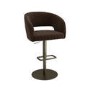 Set of 2 Curved Brown Velvet Adjustable Swivel Bar Stools with Brass Base - Runa
