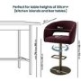Curved Burgundy Velvet Adjustable Swivel Bar Stool with Brass Base - Runa