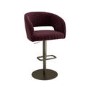 Set of 3 Curved Burgundy Velvet Adjustable Swivel Bar Stools with Brass Base - Runa
