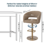 Curved Beige Faux Leather Adjustable Swivel Bar Stool with Gold Base - Runa