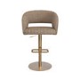 Curved Beige Faux Leather Adjustable Swivel Bar Stool with Gold Base - Runa