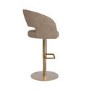 Curved Beige Faux Leather Adjustable Swivel Bar Stool with Gold Base - Runa