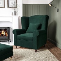GRADE A1 - Green Velvet Wingback Armchair - Rupert